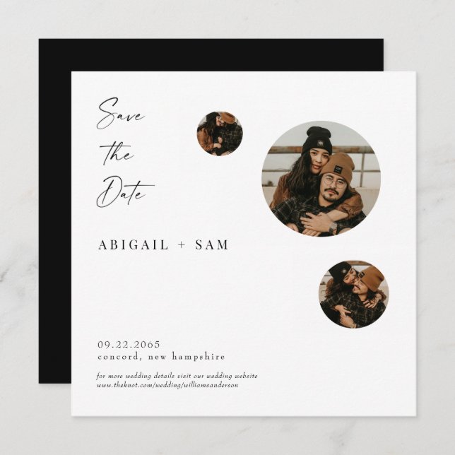 Collage Photo Square Save the Date Invitation (Front/Back)
