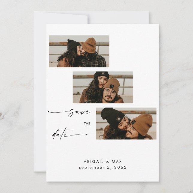 Collage Photo Strip Wedding Save the Date (Front)