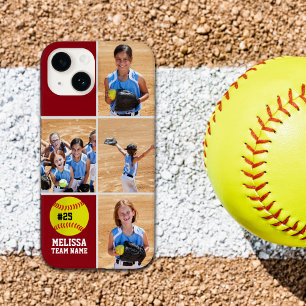 Collage photos Children's Softball Team Red iPhone 14 Case