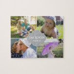 Collage photos with family name, 4 pictures<br><div class="desc">Customise this puzzle with their family photos as a fun gift. Change all the photos and family name. *Please don't hesitate to contact me if you need any assistance with my designs. It's easy enough to transfer an existing style to another Zazzle product, just let me know. I'm happy to...</div>