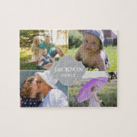 Collage photos with family name, 4 pictures