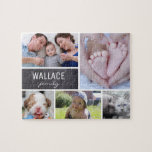 Collage photos with family name, 5 pictures jigsaw puzzle<br><div class="desc">Customise this puzzle with their family photos as a fun gift. Change all the photos and family name.

*Please don't hesitate to contact me if you need any assistance with my design at info@lddesignloft.com</div>