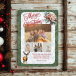 Collage Pine Needle Merry Christmas Holiday Card<br><div class="desc">A modern photo collage rests inside a frame of pine needles and winter greenery, blending rustic charm with a clean, minimalist layout. Easily upload your favorite photos, customize the greeting, add your family name and year 2025, and fine‑tune fonts and colors to match your style. Perfect for families, couples, and...</div>