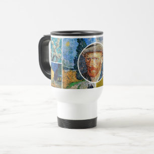 Collage Portrait – Van Gogh-style Pictorial Art Travel Mug