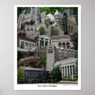 Collage poster Ann Arbor Michigan 11 x 14