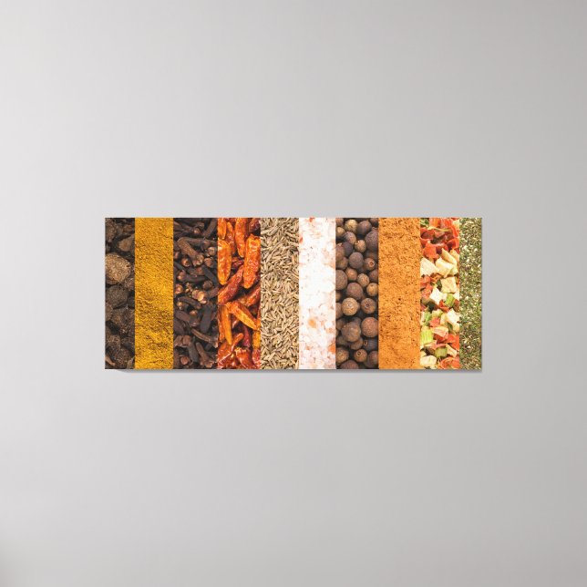 Collage set of spices and food ingredients canvas print (Front)