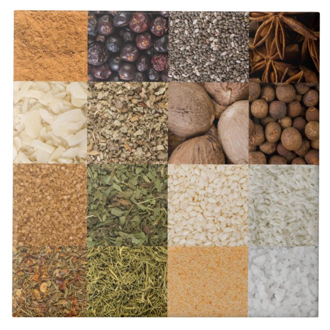 Collage set of spices and food ingredients tile (Front)