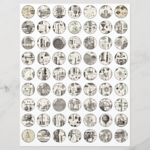 Collage sheet vintage science Scrapbook elements