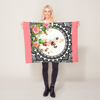 Collage vintage fleece blanket