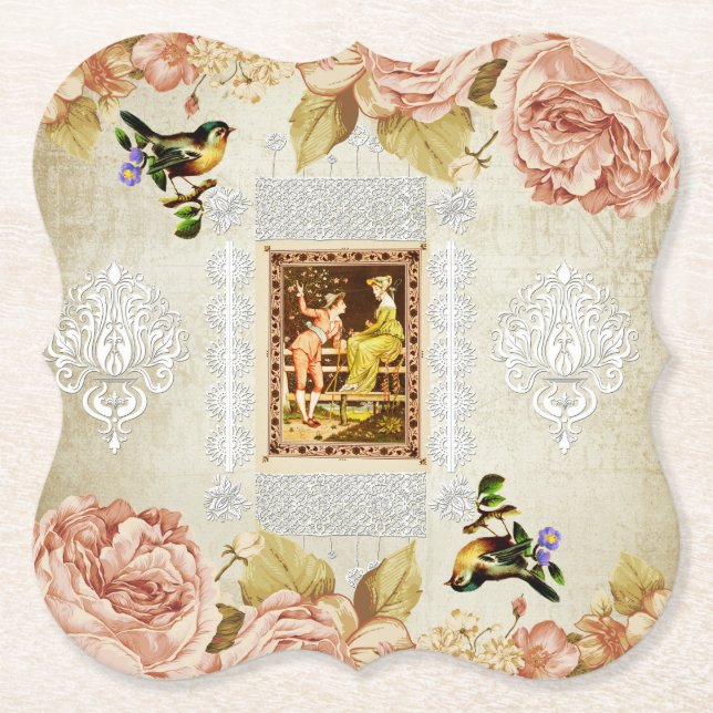 collage vintage paper coaster (Front)