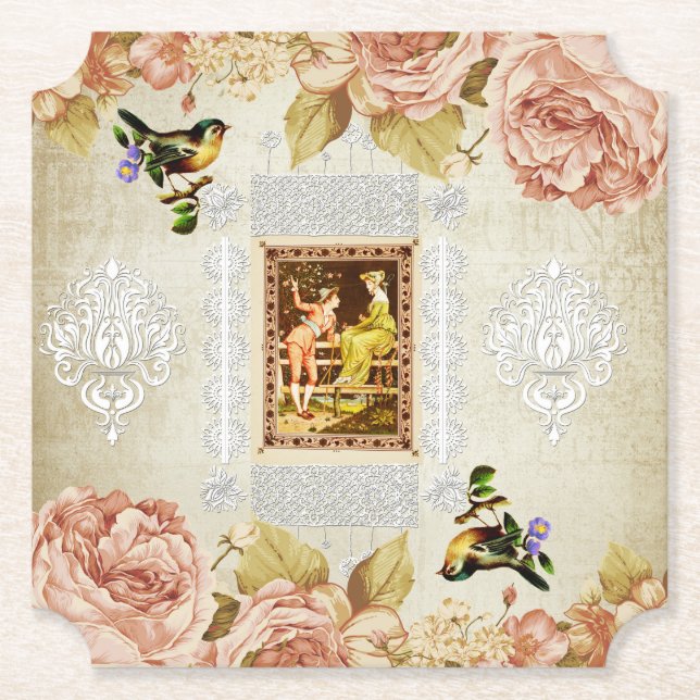 collage vintage paper coaster (Front)