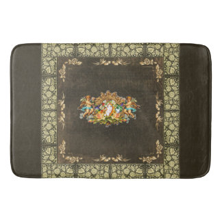Collage vintage Retro with lace and flowers Bath Mat