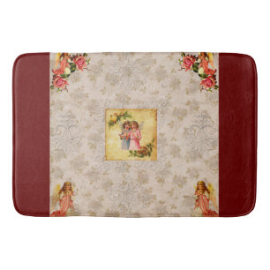 Collage vintage Retro with lace and flowers Bath Mat