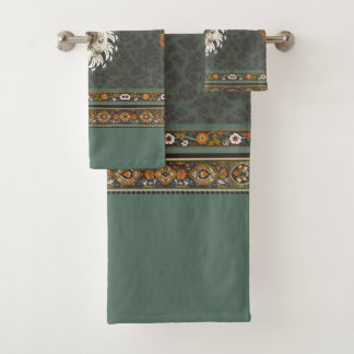 Collage vintage Retro with lace and flowers Bath Towel Set