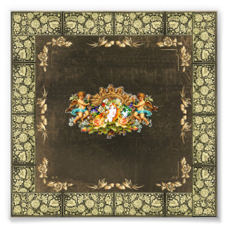 Collage vintage Retro with lace and flowers Photo Print