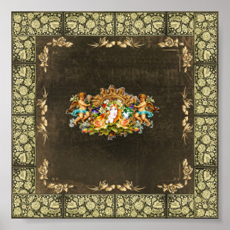 Collage vintage Retro with lace and flowers Poster