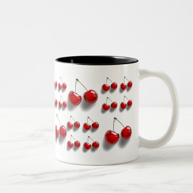 collage with cherries Two-Tone coffee mug (Right)