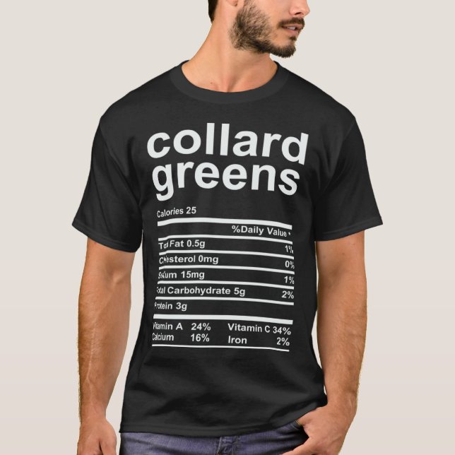Collard Greens Nutrition Facts  Thanksgiving Day L T-Shirt (Front)