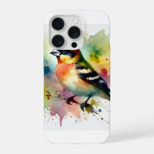 Collared Grosbeak 080824AREF124 - Watercolor iPhone 15 Pro Case