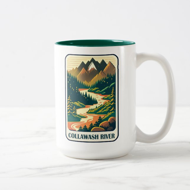Collawash River Oregon Colours Two-Tone Coffee Mug (Right)
