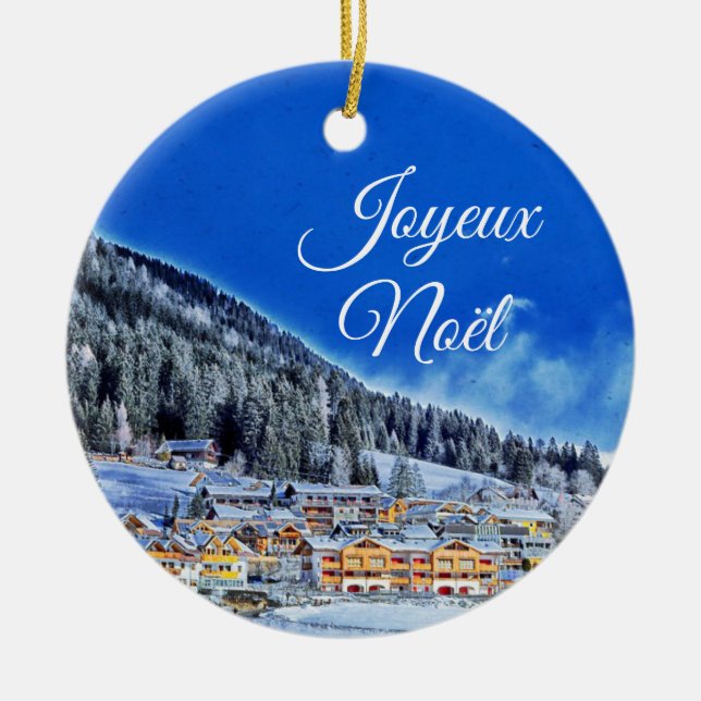 Colle-Di-Fuori, France Joyeux Noël Christmas Ceramic Tree Decoration (Front)