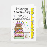 Colleague Birthday Card - Birthday Cake