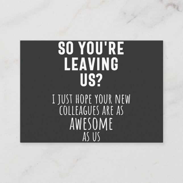 colleague farewell, retirement, coworker, goodbye, business card (Front)