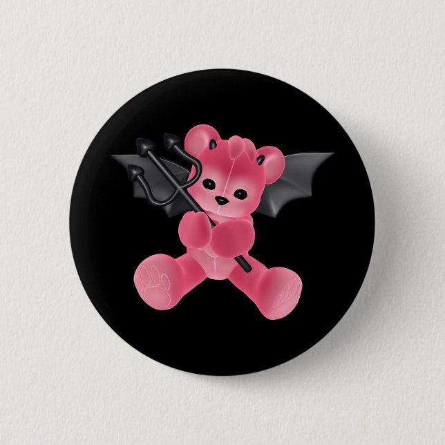 ♥ Collectable Art ♥ Devil Teddy Bear ♥ (bear5) 6 Cm Round Badge (Front)