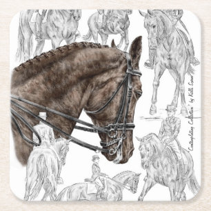 Collected Dressage Horses FEI Square Paper Coaster