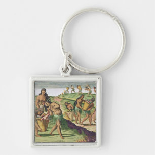 Collecting Food for the Communal Storehouse Key Ring