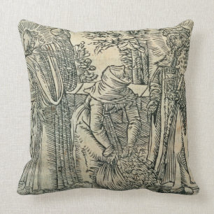 Collecting Herbs for Medicine, 1534 (woodcut) Cushion