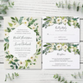 Alabaster Floral | Green & White Botanical Wedding Invitation (Personalise this independent creator's collection.)