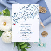 Cape Elizabeth Maine Elegant Navy Map Wedding Invitation