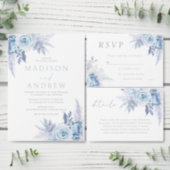 Stunning Boho Dusty Blue Wedding Invitation (Personalise this independent creator's collection.)