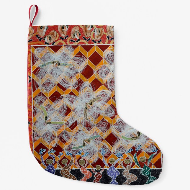 Collection of canvas masterpieces painted on canva small christmas stocking (Front)