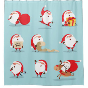 Collection of christmas santa claus shower curtain