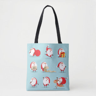 Collection of christmas santa claus tote bag