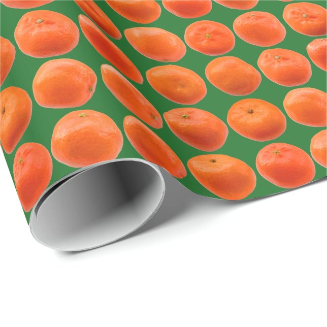 Collection of Clementines - Dark Green 196b24 Wrapping Paper (Roll Corner)