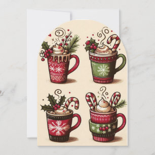 Collection of festive coffee cups,Christmas decora Invitation