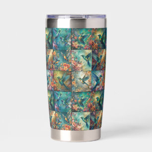 Collection of nine hummingbird in a pattern insulated tumbler