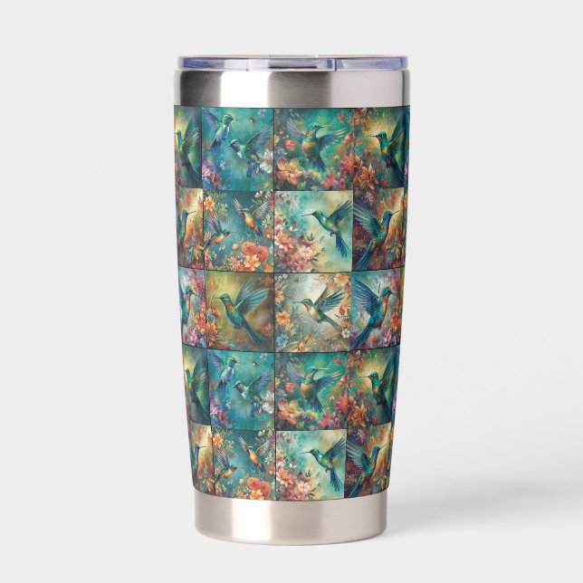 Collection of nine hummingbird in a pattern insulated tumbler (Front)