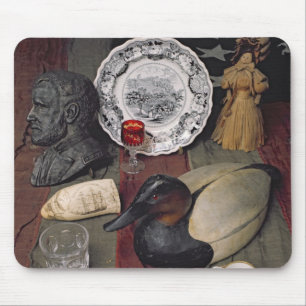 Collection of objects, including a cup mouse pad