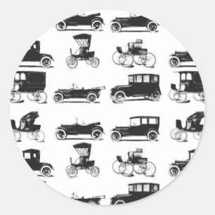Collection of old and classic cars round sticker