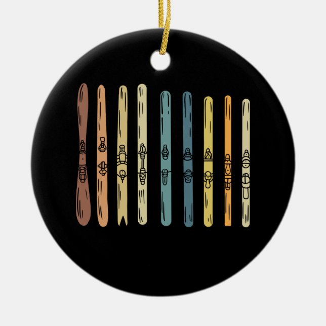 Collection of ski boards ceramic tree decoration (Front)