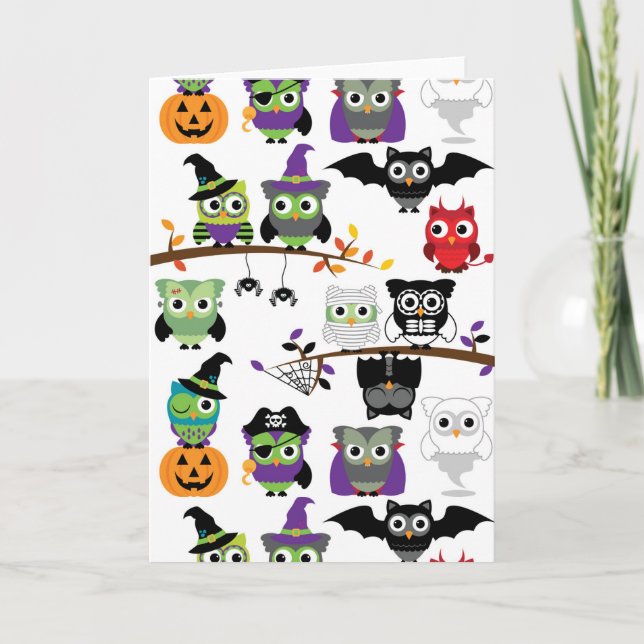 Collection Of Spooky Halloween Owls Card (Front)