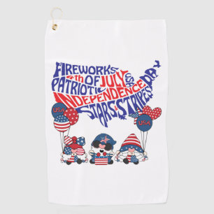 Collection of th of July Gnomes Golf Towel