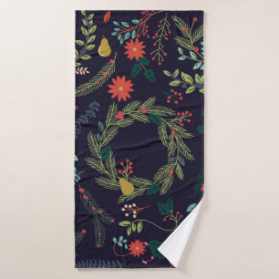 Collection of Vintage Style Hand Drawn Christmas H Bath Towel