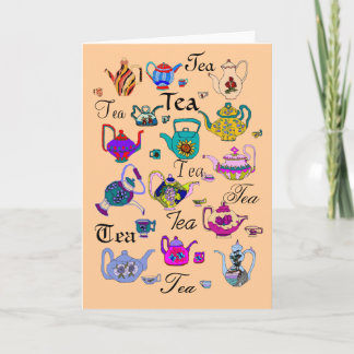 Collection of  Vintage Teapots (blank inside) Card