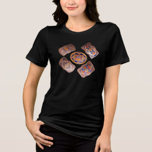 Collection of Western Style Belt Buckles On Black  Tri-Blend Shirt