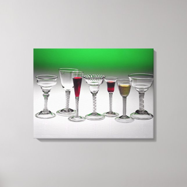 Collection of wine glasses with twist stems canvas print (Front)